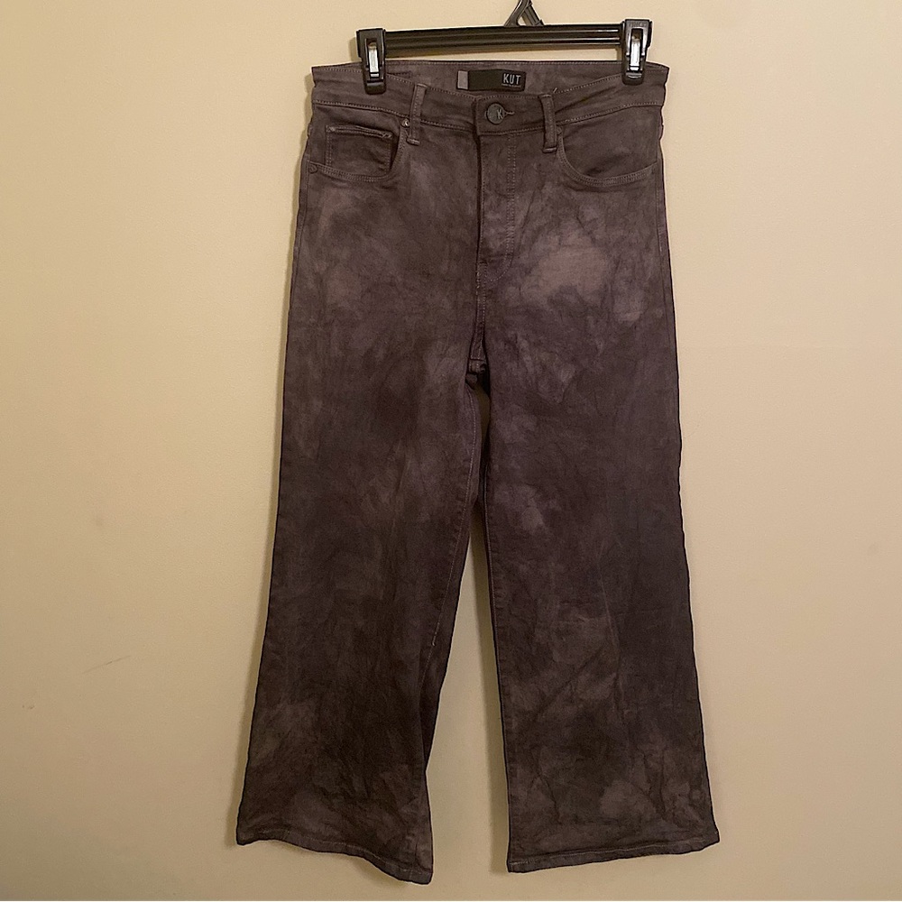 KUT from the Kloth Fab Ab High Waist Raw Hem Ankle Wide Leg Jeans Size 4